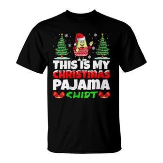 Womens This Is My Christmas Pajama Avocado Christmas T-Shirt | Mazezy
