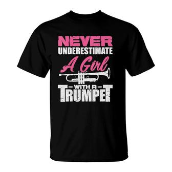 Womens Trumpet Girl Funny Trumpet Player Marching Band V-Neck T-Shirt | Mazezy AU