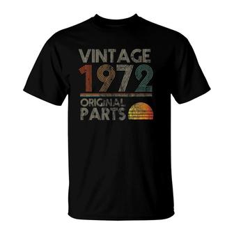 Womens Vintage Original Parts Birthday 1972 49Th Retro Style V-Neck T-Shirt | Mazezy