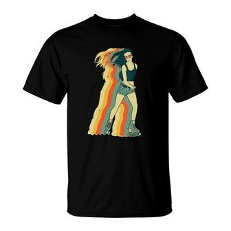 Womens Vintage Roller Skating Design For Girls Women Roller Skater T-Shirt | Mazezy