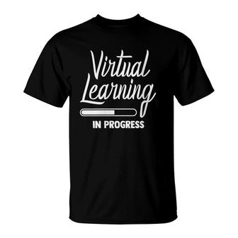 Womens Virtual Learning In Progress Online Teacher Kids V-Neck T-Shirt | Mazezy