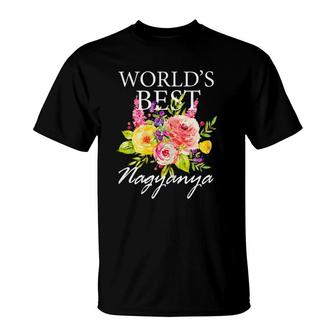 Womens World's Best Nagyanya Hungarian Grandma Mother's Day Flower T-Shirt | Mazezy