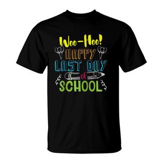 Woo Hoo Happy Last Day Of School Teacher Graduation Gift Raglan Baseball Tee T-Shirt | Mazezy