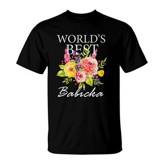 World's Best Babicka Slovakia Grandma Mother's Day Flowers T-Shirt | Mazezy
