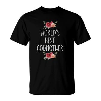 World's Best Godmother Floral Graphic Cute Godmother Proposal T-Shirt | Mazezy