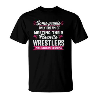 Wrestling Grandma Favorite Wrestler Parent Women Gift T-Shirt | Mazezy
