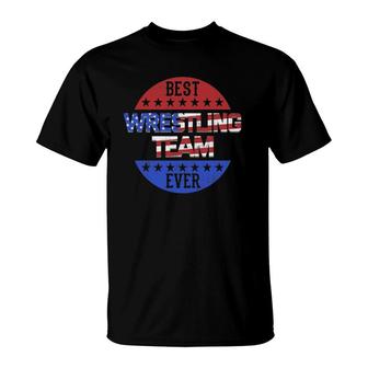 Wrestling Team Independence Day Patriotic Wrestler Usa Flag T-Shirt | Mazezy