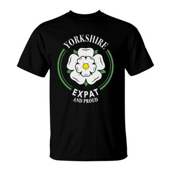 Yorkshire Expat Rose Flag Ey Up Yorkshire Uk North England T-Shirt | Mazezy