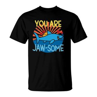 You Are Jawsome Awesome Cute Shark Valentines Retro Vintage T-Shirt | Mazezy