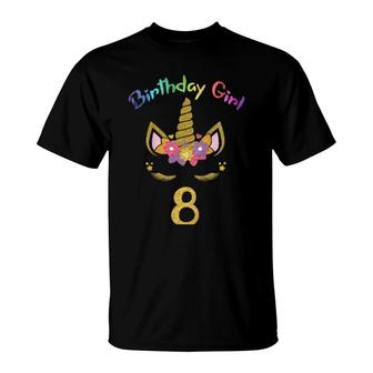 Youth 8Th Birthday Outfit, 8 Year Old Unicorn Birthday Girl T-Shirt | Mazezy