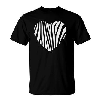 Zebra Heart Animal Lover Stripe Africa Gift Men Women Kids T-Shirt | Mazezy