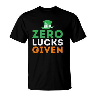 Zero Lucks Given - Funny Irish St Patrick's Day T-Shirt | Mazezy