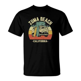 Zuma Beach Retro Surfing Van California Surfer T-Shirt | Mazezy