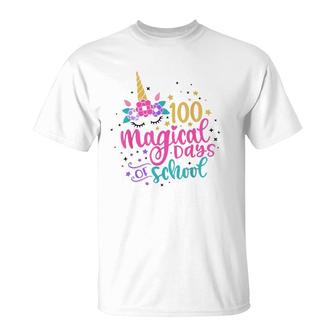 100 Magical Days Of School Unicorn Gift Teacher Student T-Shirt | Mazezy
