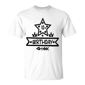 12Th Birthday Stars Crown Impression 12Th Birthday T-Shirt - Seseable