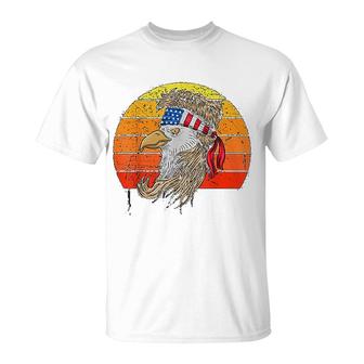 4th Of July Bald Eagle With Mullet American Usa Flag T-Shirt | Mazezy