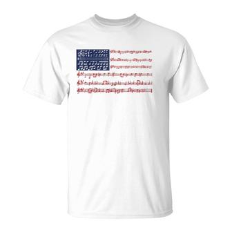 4Th Of July National Anthem Music Note Usa Flag Men T-Shirt | Mazezy