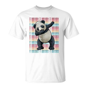 7 Years Old Panda Dabbing 7Th Birthday Panda Party T-Shirt - Seseable