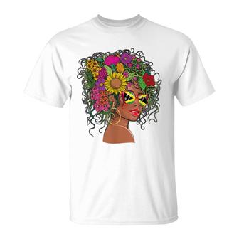 Afro Hair Jamaican Flag Women Black Melanin Jamaica T-Shirt | Seseable CA