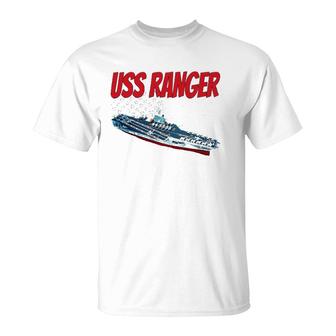 Aircraft Carrier Uss Ranger Cv-61 For Grandpa Dad Son T-Shirt | Mazezy