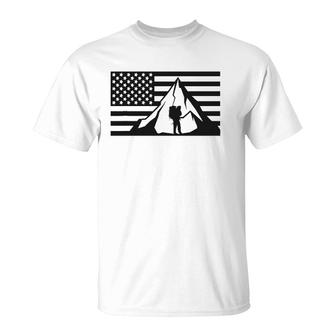 American Flag Outdoor Hiking Apparel Backpacking Hiking T-Shirt | Mazezy