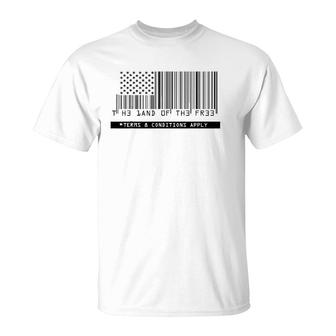 American Flag - The Land Of The Free - Barcode T-Shirt | Mazezy CA