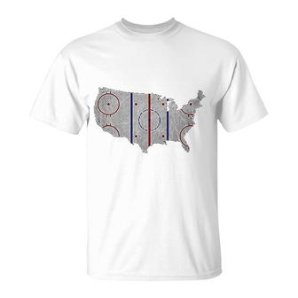 American Hockey Pride Usa Map Design T-Shirt | Mazezy