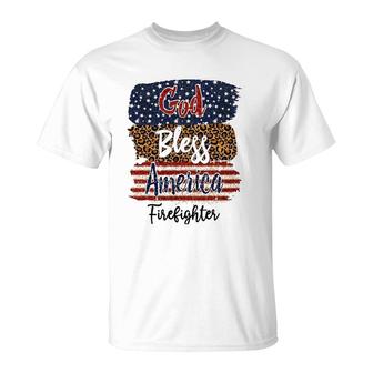 American Usa Flag God Bless America Firefighter 4Th Of July T-Shirt | Mazezy UK