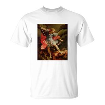 Angels Archangel Michael Defeating Satan Standard T-Shirt - Thegiftio UK