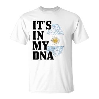 Argentina It's In My Dna Fingerprint Argentinian Flag Pride T-Shirt | Mazezy