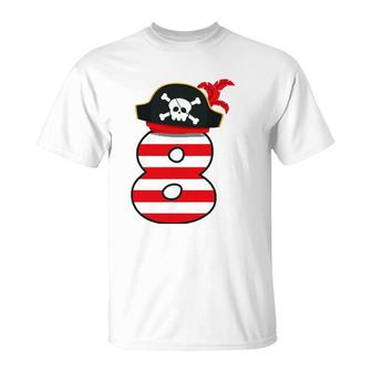 Arrr I'm 8 Cool Pirate Theme 8Th Birthday Party Boys Girls T-Shirt | Mazezy UK