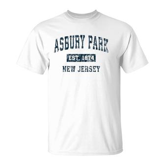 Asbury Park New Jersey Nj Vintage Sports Design Navy Print T-Shirt | Mazezy