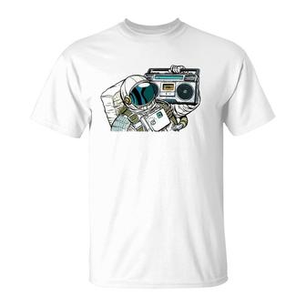Astronaut Carrying Boombox On Shoulder T-Shirt | Mazezy