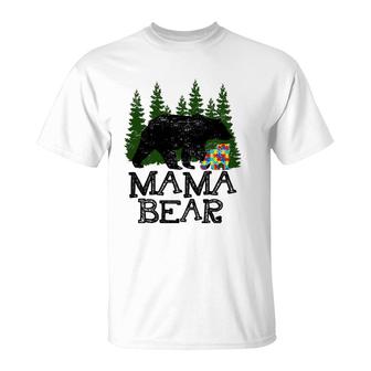 Autism Awareness Mama Bear Support Autistic Adults T-Shirt | Mazezy