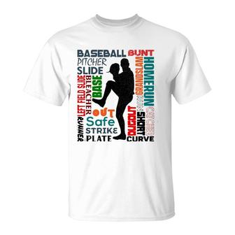 Baseball Tee Batter Pitcher Catcher Baseball T-Shirt | Mazezy
