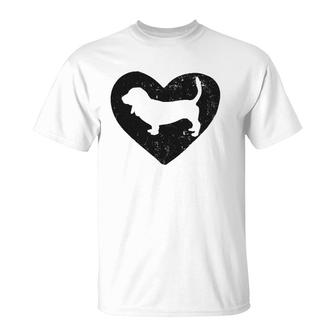 Basset Hound Dog Lover Heart T-Shirt | Mazezy