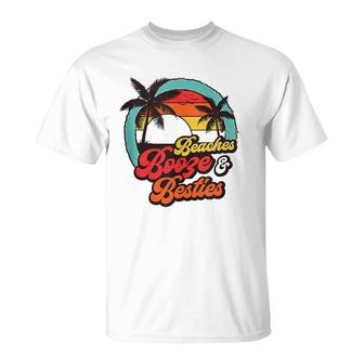 Beaches Booze Besties Summer Best Friend Girls Trip T-Shirt | Mazezy DE