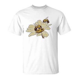 Bees On Flower Beekeeper Gift T-Shirt | Mazezy