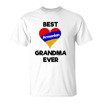 Best Armenian Grandma Ever Armenia Heart Flag Gift T-Shirt | Mazezy