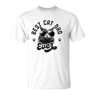 Best Cat Dad Ever Funny Daddy Father's Day Retro Vintage Men T-Shirt | Mazezy