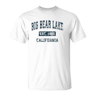 Big Bear Lake California Ca Vintage Sports Design Navy Print T-Shirt | Mazezy AU
