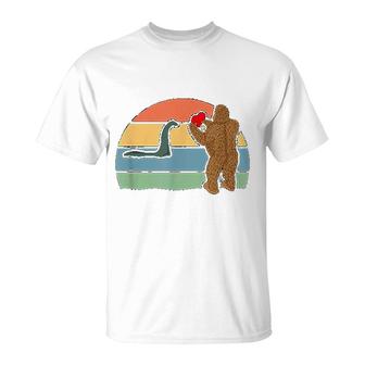 Bigfoot And Nessie Love Valentines Day T-Shirt | Mazezy