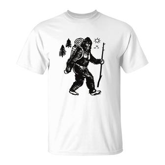 Bigfoot Camping Funny Hiking T-Shirt | Mazezy