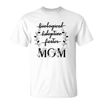 Biological Adoptive Foster Mom Floral Mother's Day Adoption T-Shirt | Mazezy