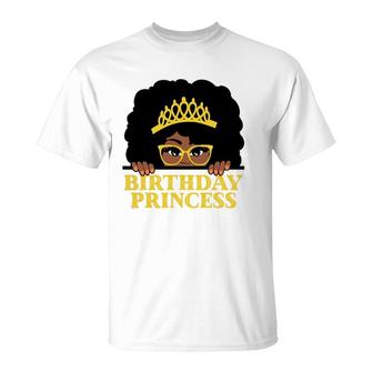 Birthday Princess Afro Crown Glasses Cute Birthday Princess T-Shirt | Mazezy