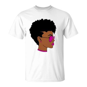 Black Girl Short Hair Sunglasses Classic T-Shirt | Mazezy