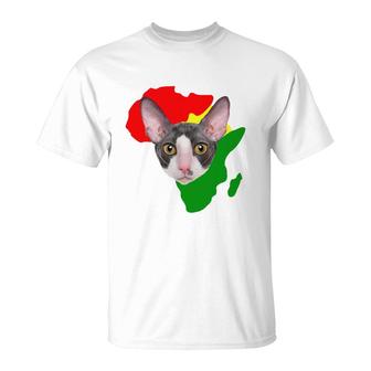 Black History Month African Map Cornish Rex Gift For Pet Lovers Proud Black T-Shirt | Mazezy