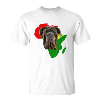 Black History Month African Map Mastiff Gift For Pet Lovers Proud Black T-Shirt | Mazezy