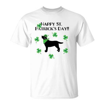 Black Labrador Retriever Outline St Patrick's Day T-Shirt | Mazezy