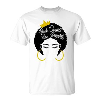 Black Queens Slay Everyday 2 Crown Yellow Black T-shirt - Thegiftio UK